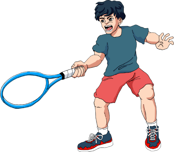 フォアハンドを打つ男の子のイラスト