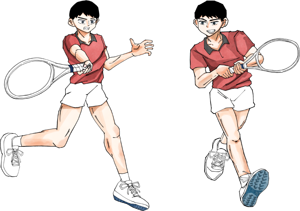 フォアハンドを打つ男の子のイラスト