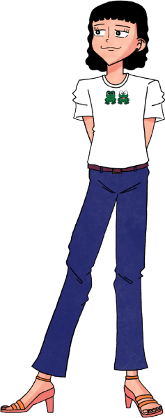 カエルTシャツを着た女の子のイラスト