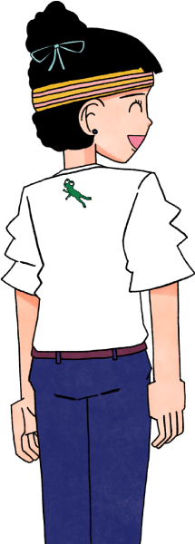 カエルTシャツを着た女の子のイラスト