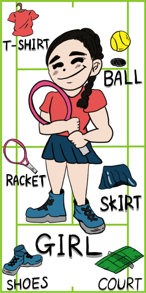 「テニスの必需品3.1」背中プリントのデザイン画像